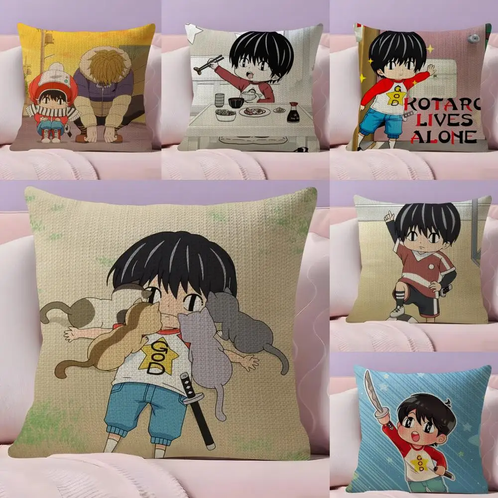

K-Kotaro Lives Alone Чехлы для подушек из натурального льна, органическая ткань, двухсторонняя печать, диван, домашний декор, дышащая подушка для кровати