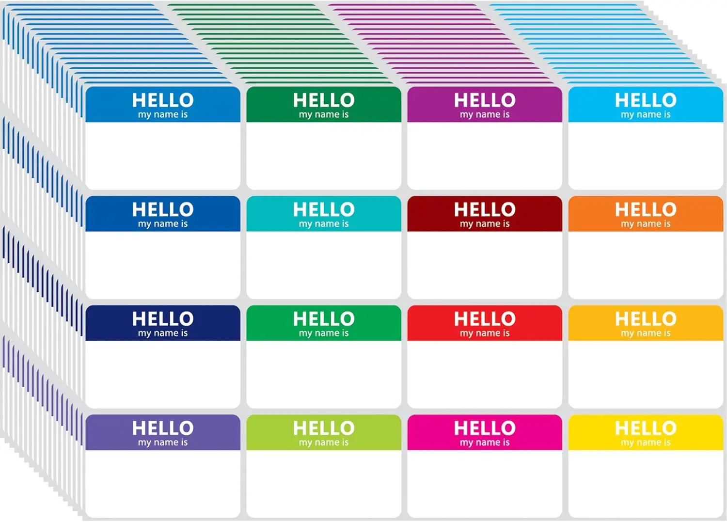 

400 Colorful Name Tags, 16 Colors 3x2 inch, Peel & Stick Labels for Events & Office