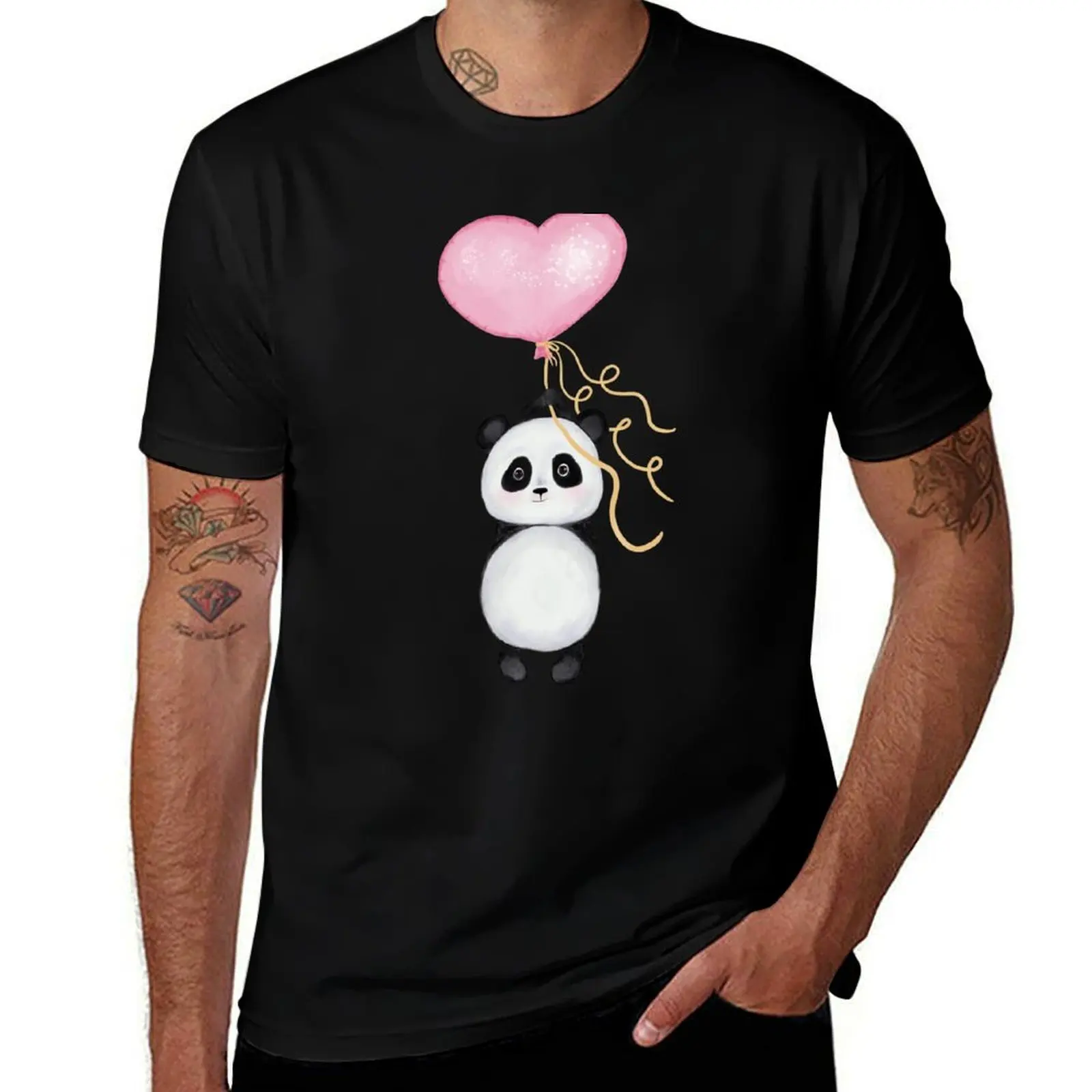 

Panda Love Watercolour Art. T-Shirt t shirt for man 100 percent cotton t shirts for man graphic funny T-Shirt