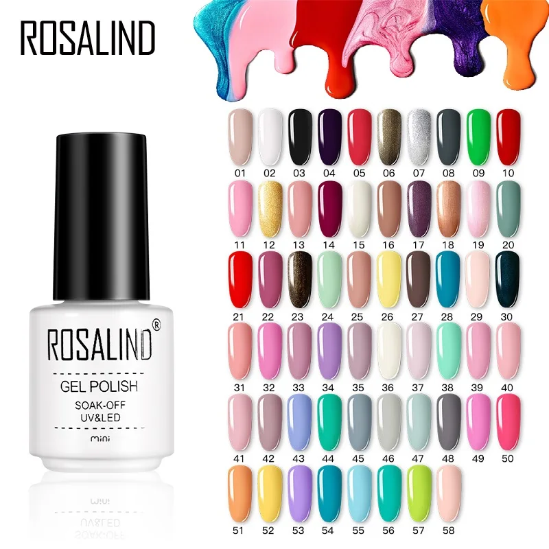 

ROSALIND Mini Gel Nail Polish White/Back Bottle Trendy For Manicure Supplies DIY Simple Design Base Top Coat Gel Polish Varnishs