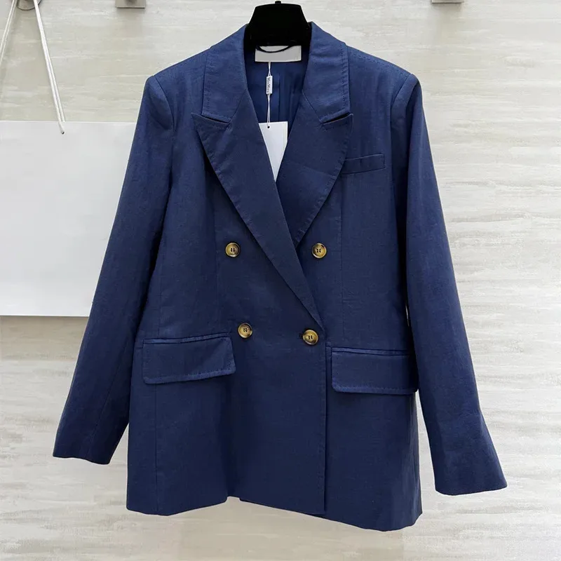 

High quality women's Suit Jacket Autumn 100% Wool Double-Breasted Slim Commuter Classic Blazer Coat Vintage Long Sleeve 2580930