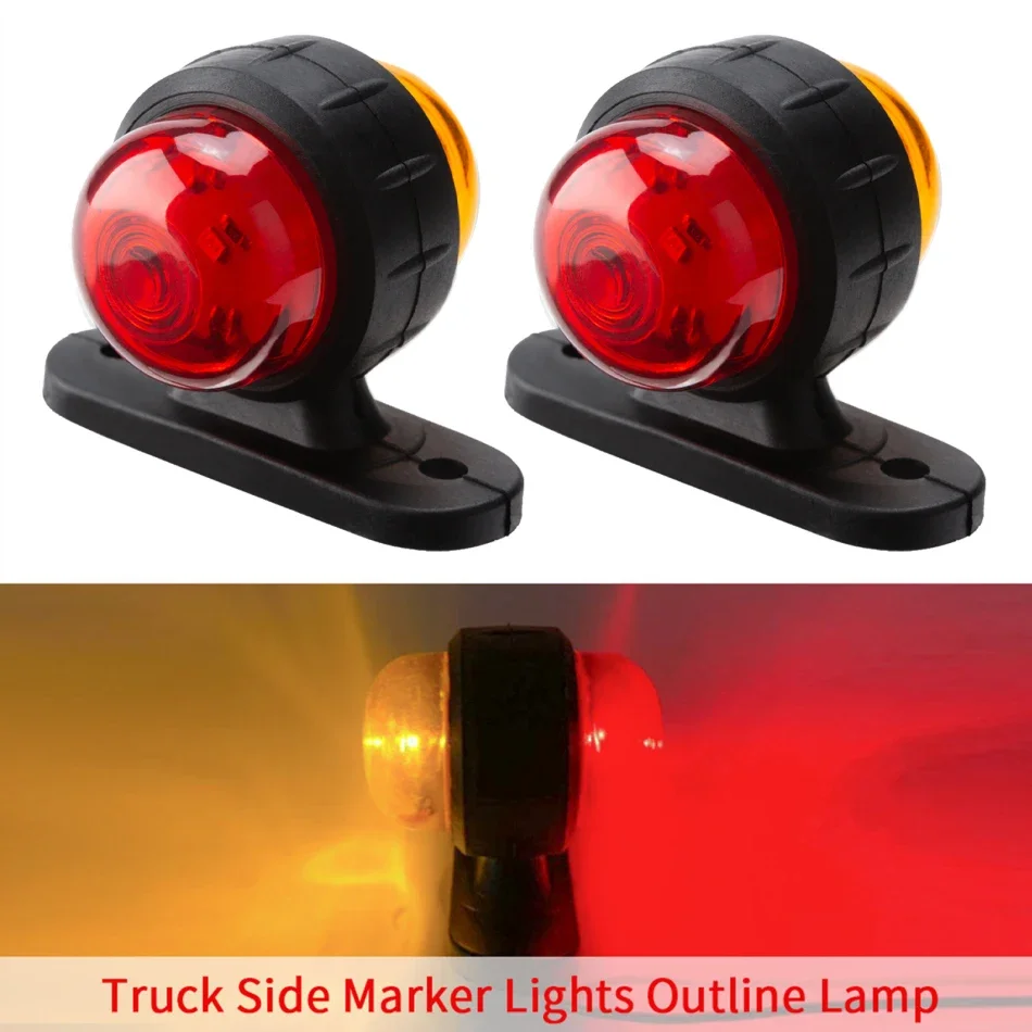 2pcs 12/24V Truck Trailer Lights LED Side Marker Position Lamp Lorry Tractor Clearance Lamps Parking Light Red White Accessories