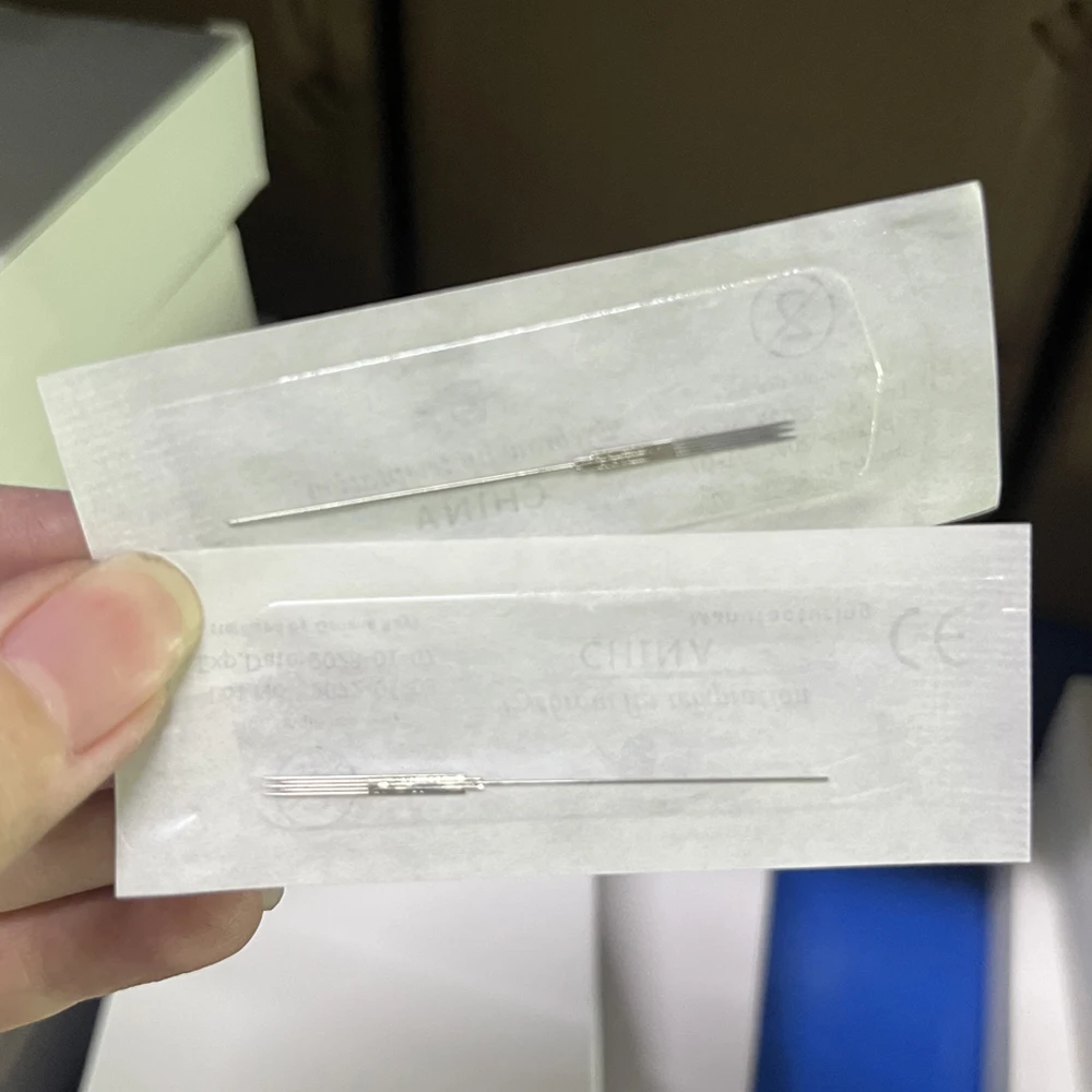 

50pcs Microblading Tattoo Needles 0.35*50mm Disposable Eyebrow Needle Blade Permanent Makeup Machine Needles for Eyebrow Lips