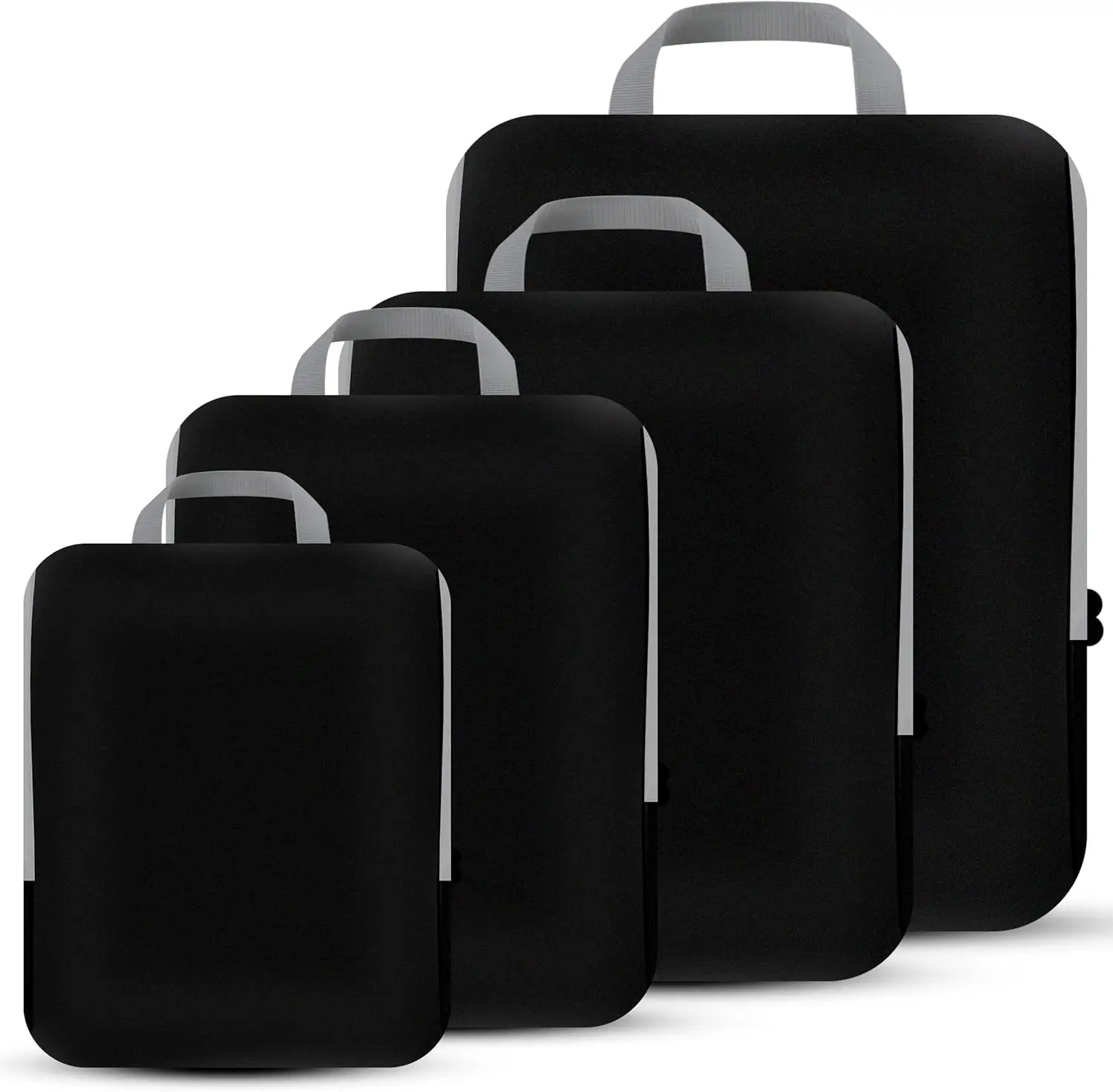 

4 Set Compression Packing Cubes for Travel - Expandable Organizers, Black
