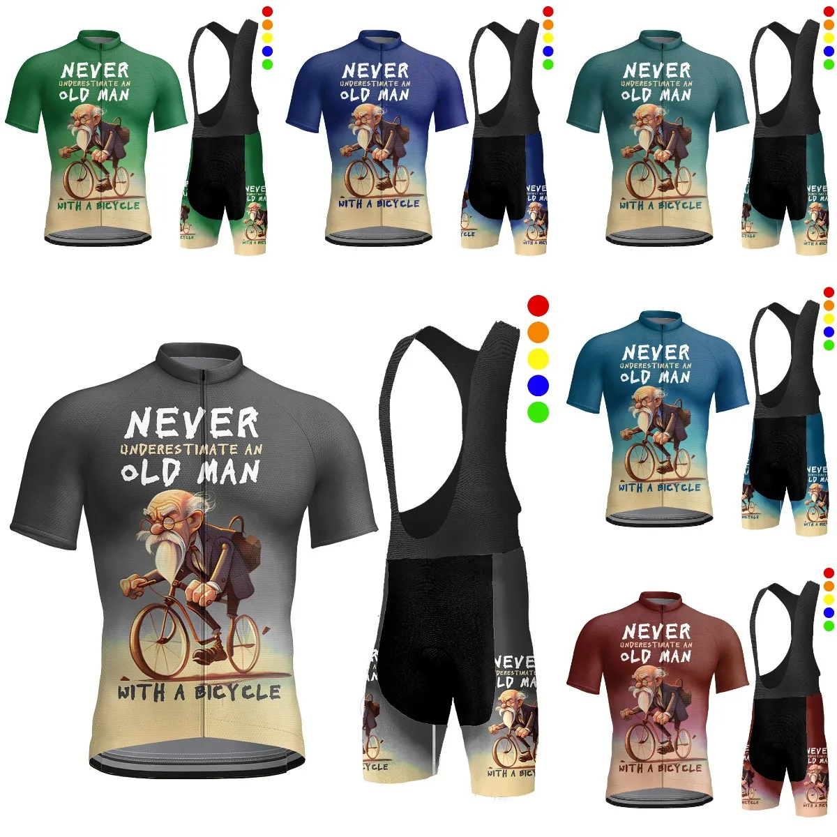 

Men Short Sleeves Cycling Jersey Set Bib Shorts Gel Breathable Pad Breathable Quick Dry Bike Clothing Kit