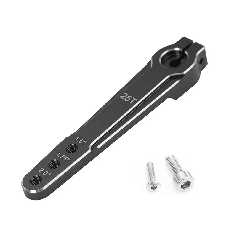 Alluminio 1.5 ''1.75 '' 2.0 pollici 25T Sterzo Esteso Servo Braccio Corno M3 3 Fori Per RC Auto SCX10 RC Parti di Giocattolo Nero