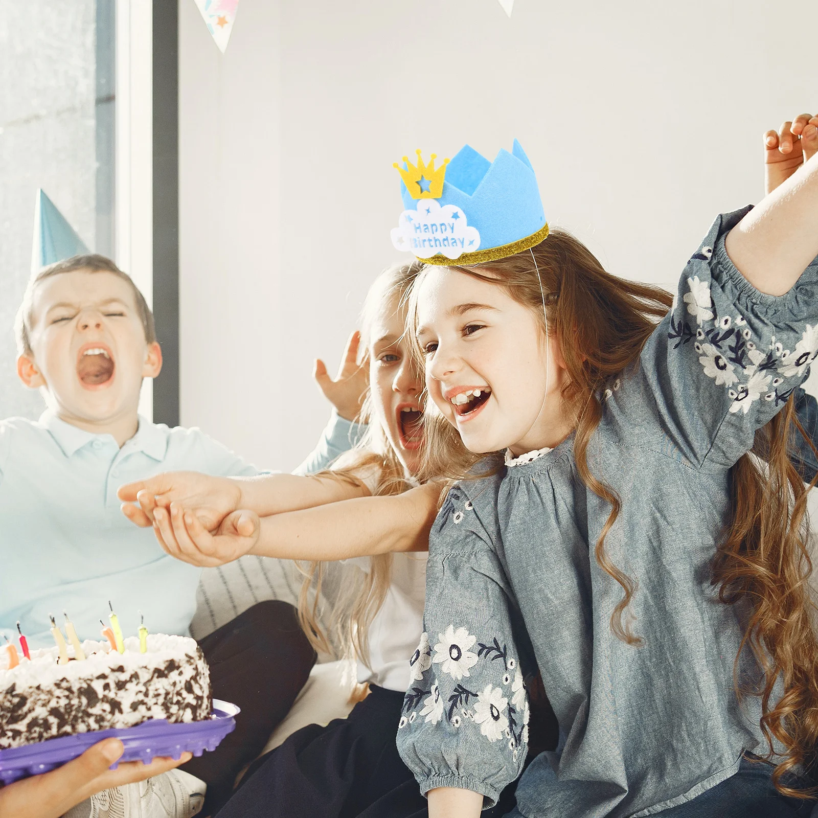 

6Pcs Birthday Party Hats Charming Hair Accessories Birthday Supplies Costume Decor Photo Props Party Crowns