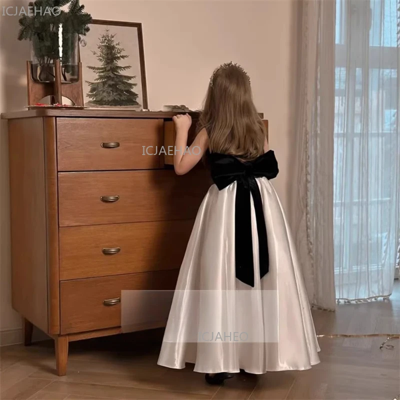 Piano Host Recital Violin Performance Dress Girls Birthday Princess Satin Velvet Gown Pageant Formal Children Celebration Outfit