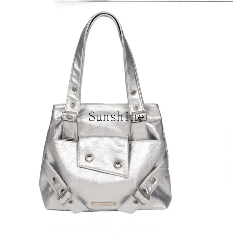 European and American millennial sense k metal silver armpit bag