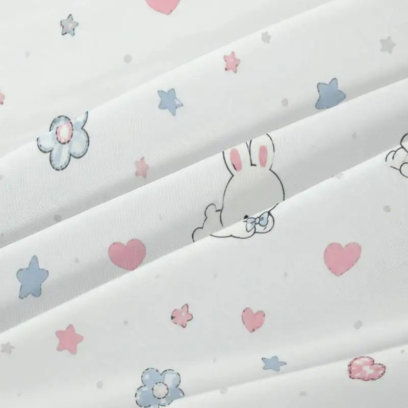 3Pcs Rabbitpastelhearts Fitted Sheet Three Piece Set (1*Fitted Sheet + 2*Pillowcases, Coreless), Bedding Set