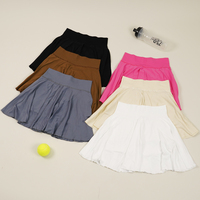 VEQKING Women’s Pleated Workout Skirts Anti-Exposure Built-in Sports Shorts with Pockets Quick Drying Solid Yoga Gym Skirts