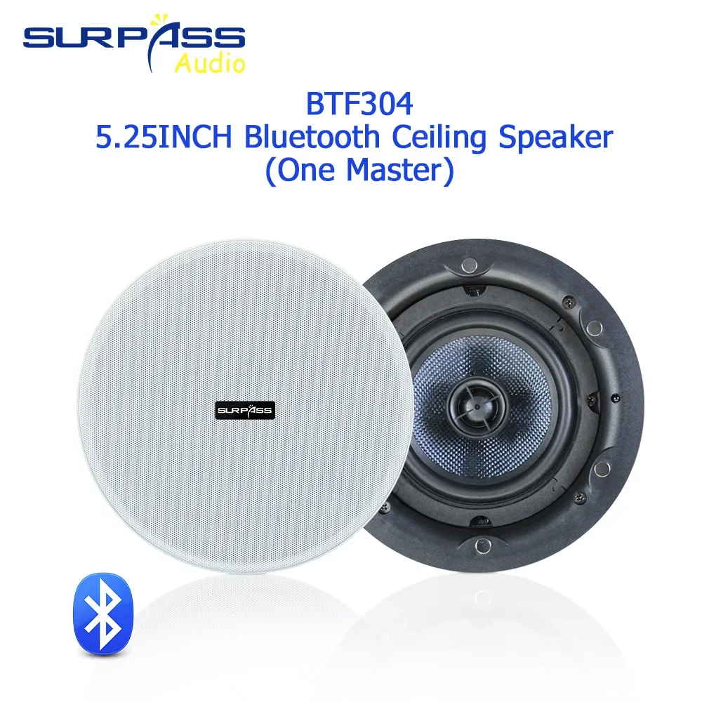 Home 5.25 Inch 30W Bluetooth Ceiling Speaker System Built in Class D Digital Flush Mount Ceiling in Wall Speaker for Bathroom