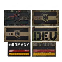 Germany IR Infrared Reflective Embroidered Flag Patches PVC Rubber Deutschland German Appliques Badges For Clothing Backpack Cap