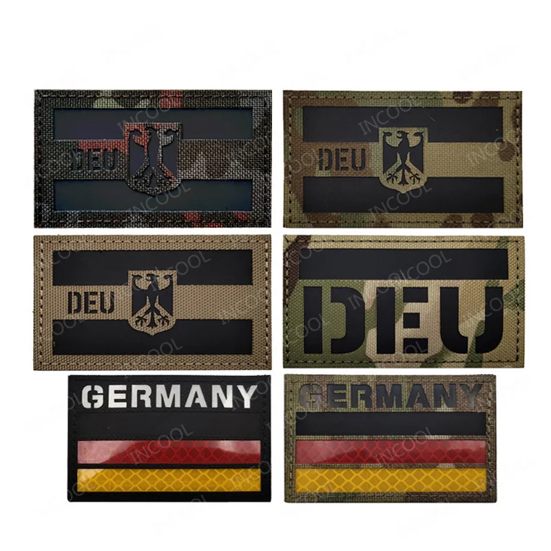 Niemcy IR Odblaskowe Naszywki z Haftowaną Flagą, Gumowe Naszywki PVC Deutschland, Niemieckie Aplikacje, Odznaki na Ubrania, Plecak, Czapkę