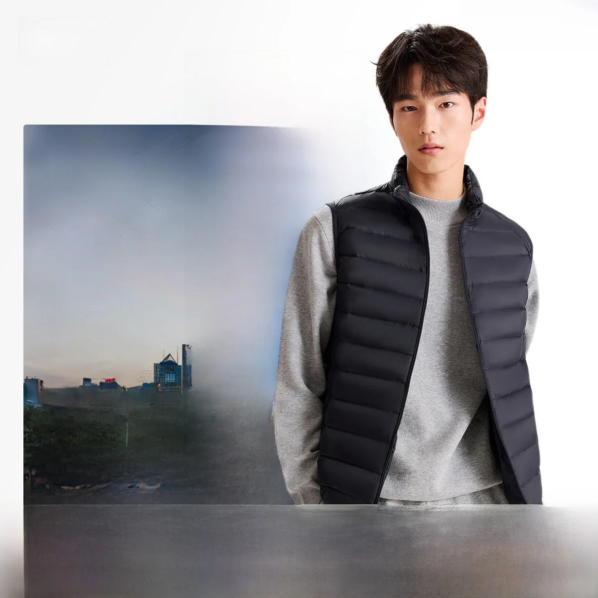 

Мужской повседневный легкий пуховый жилет Snow Flying 2026 Spring из нейлоновой ткани, модный, прямого кроя, молодежный, комфортный