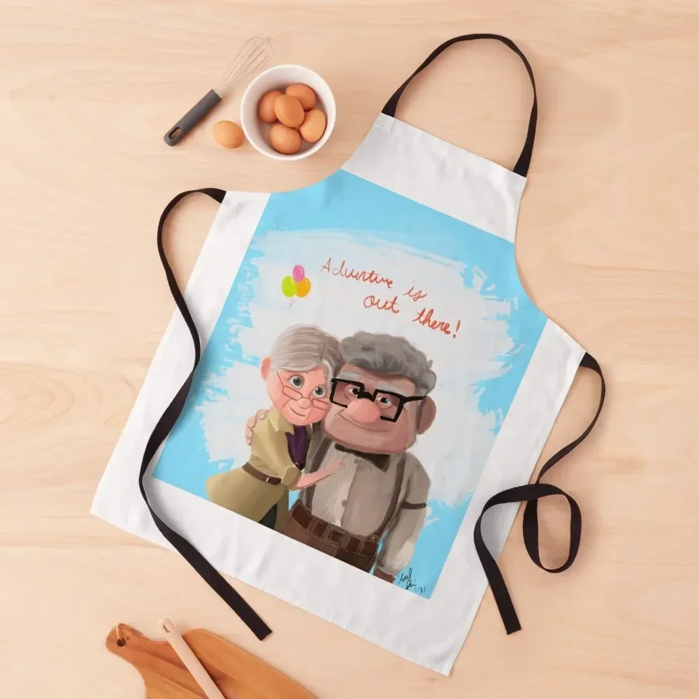 Ellie and Carl Apron Household Items Useful For Women Kitchen Trim Cloth Apron