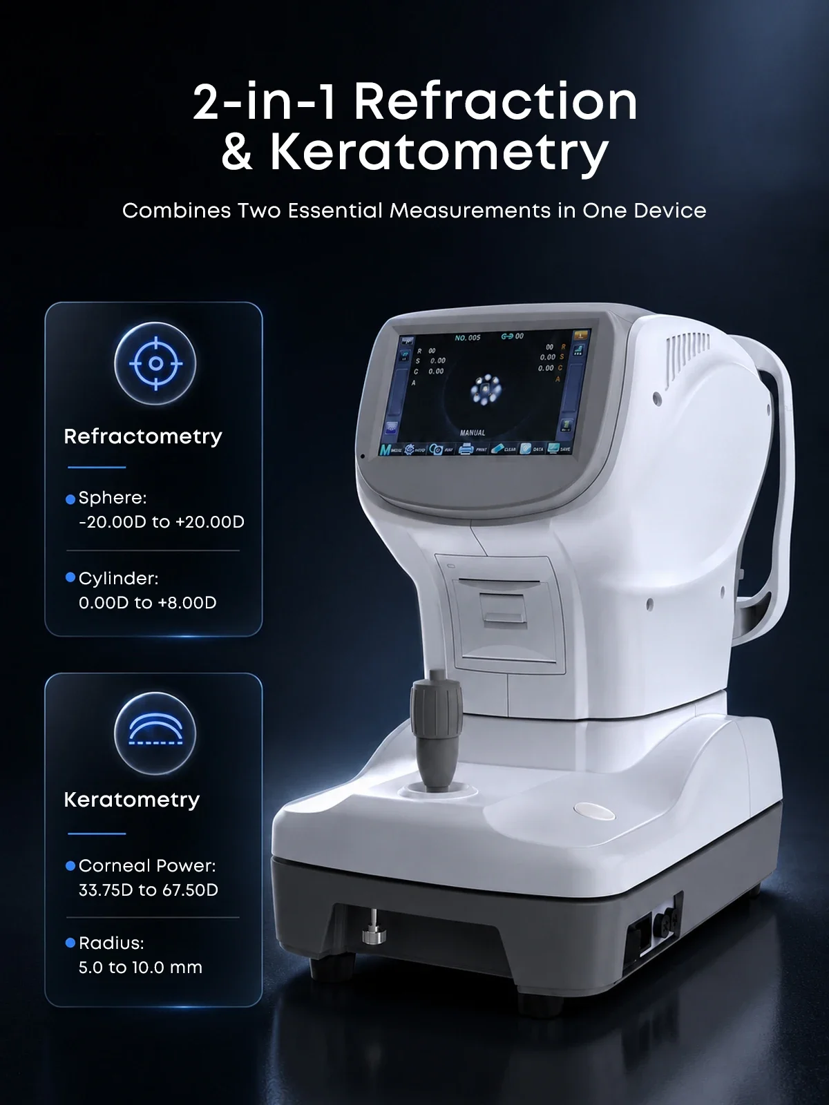 FA-9500K Touch Screen Accurate Auto Refractometer Optical Instruments for Visual Examination Autorefractor with Keratometer