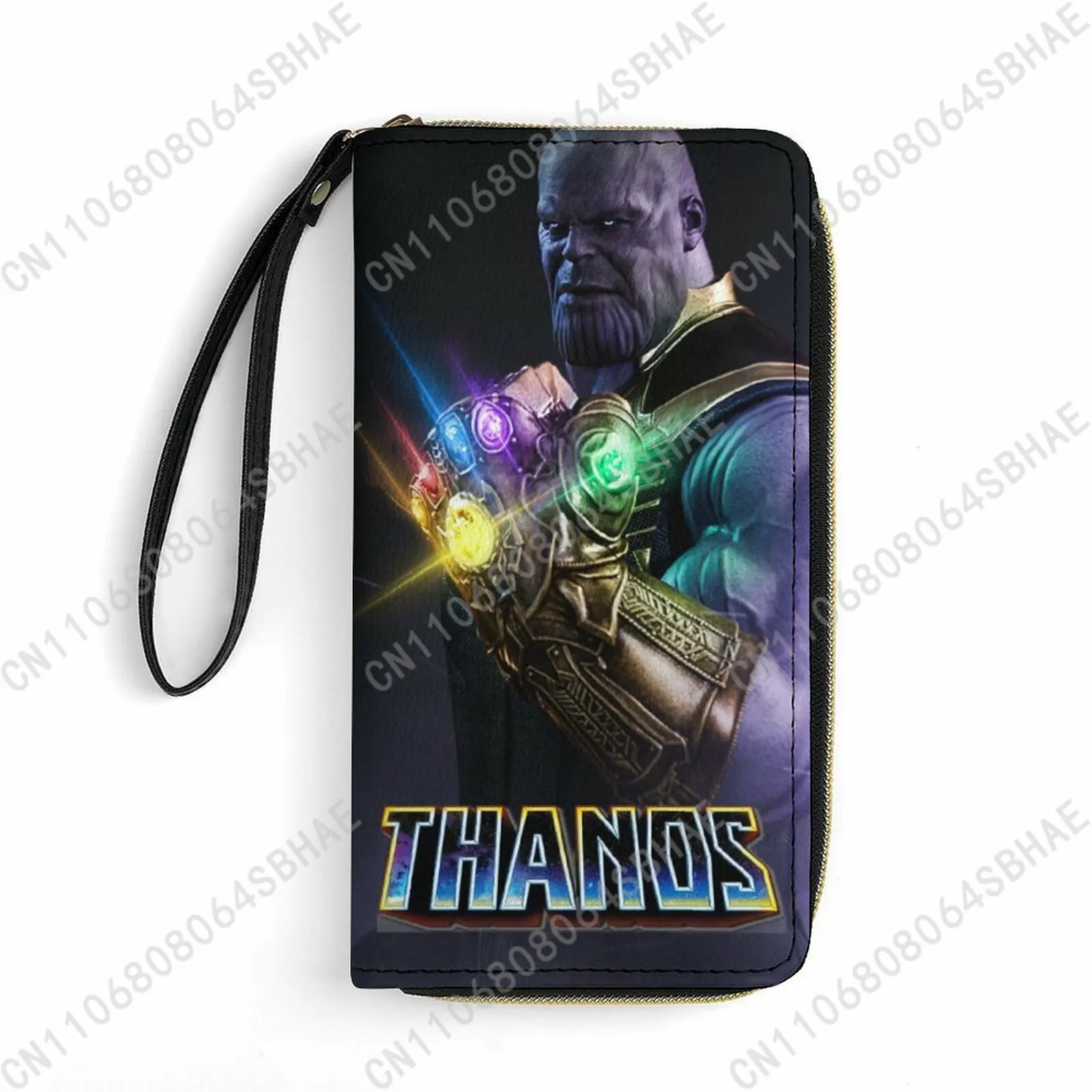 

Marvel Thanos Custom PU Leather Wallet Rope Handle Small Portable Card Holder Men Women Purse Gift Friend Parents Cosplay