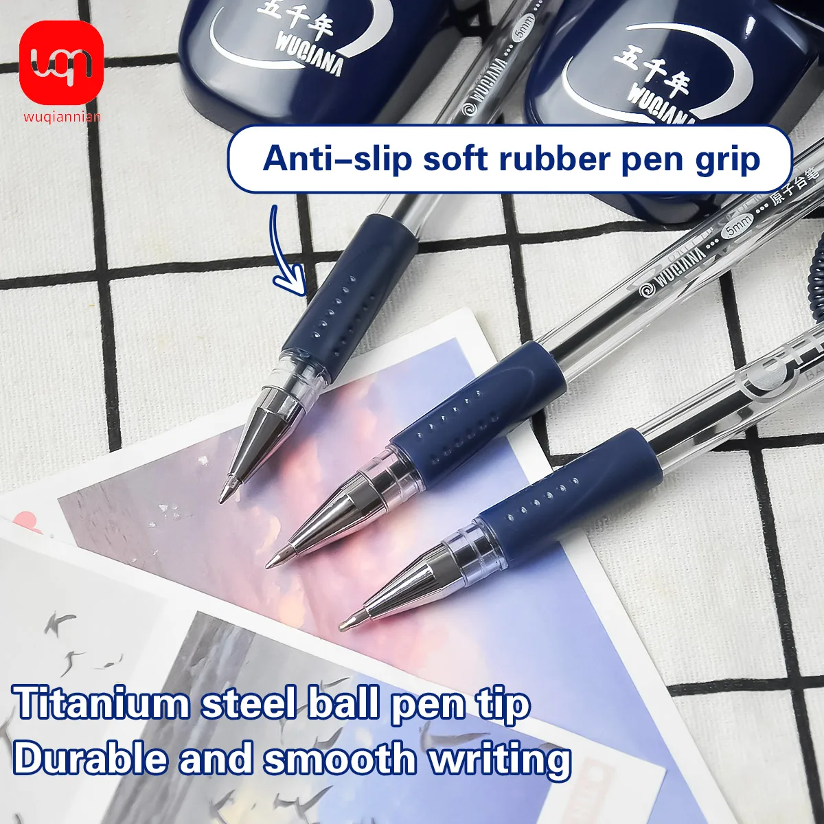 WQN-3/6/12PCS High-Quality Security Counter Neutral Pen With Adhesive Chain - Suitable For Reception Areas Schools And Office