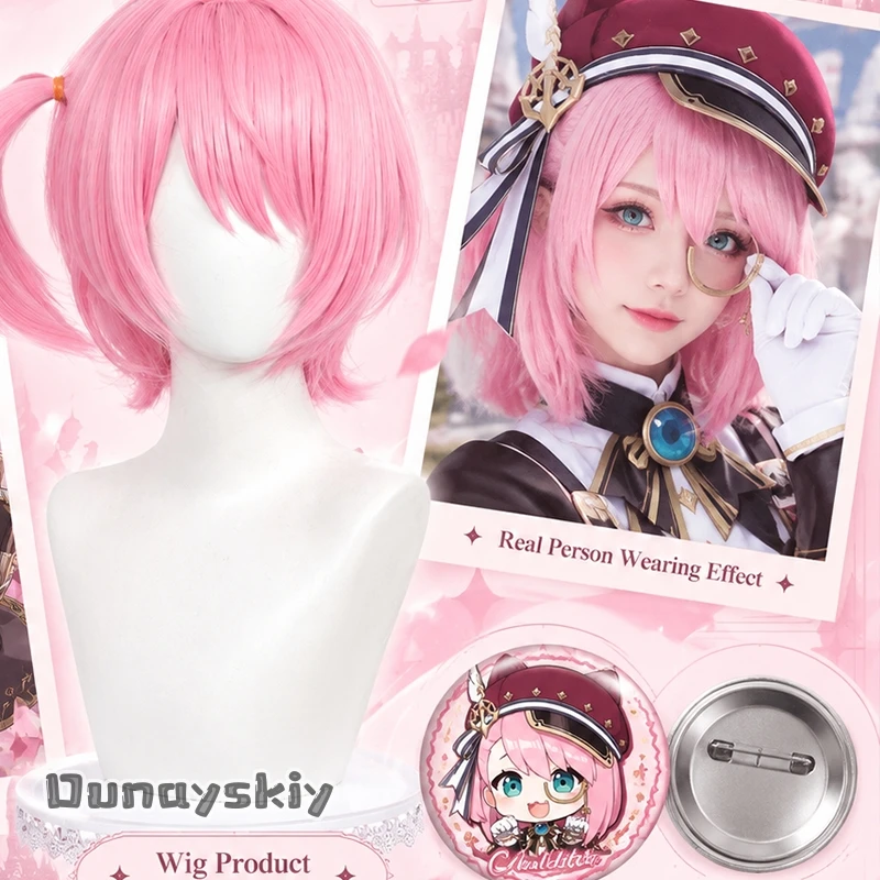 917anime-game-genshin-impact-cosplay-charlotte-costume-kawaii-cute-pink-short-wigs-sweet-loli-synthetic-hair-halloween-christmas