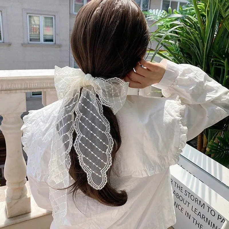 Bestickter Spitzen-Haarschal Weiche, Durchsichtige Textur Zartes Muster Für Haarstyling Taschendekoration Tägliches Tragen – Detail 4