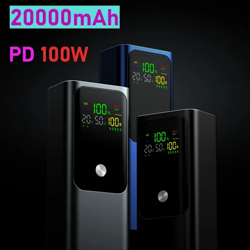 

PD 100W Power Bank 20000mAh External Battery Capacity Fast Charging Portable Charger Powerbank for Laptop IPhone Samsung Huawei