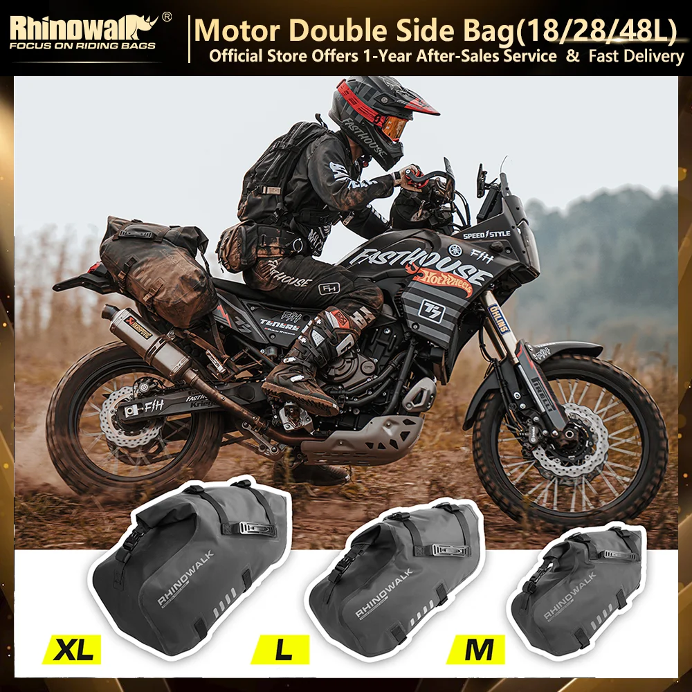 

Rhinowalk 2 Pcs Motorcycle Side Bag 100%Waterproof 18L/28L/48L Universal Fit Motor Pannier Saddle Bags Dry Tail Storage Luggage