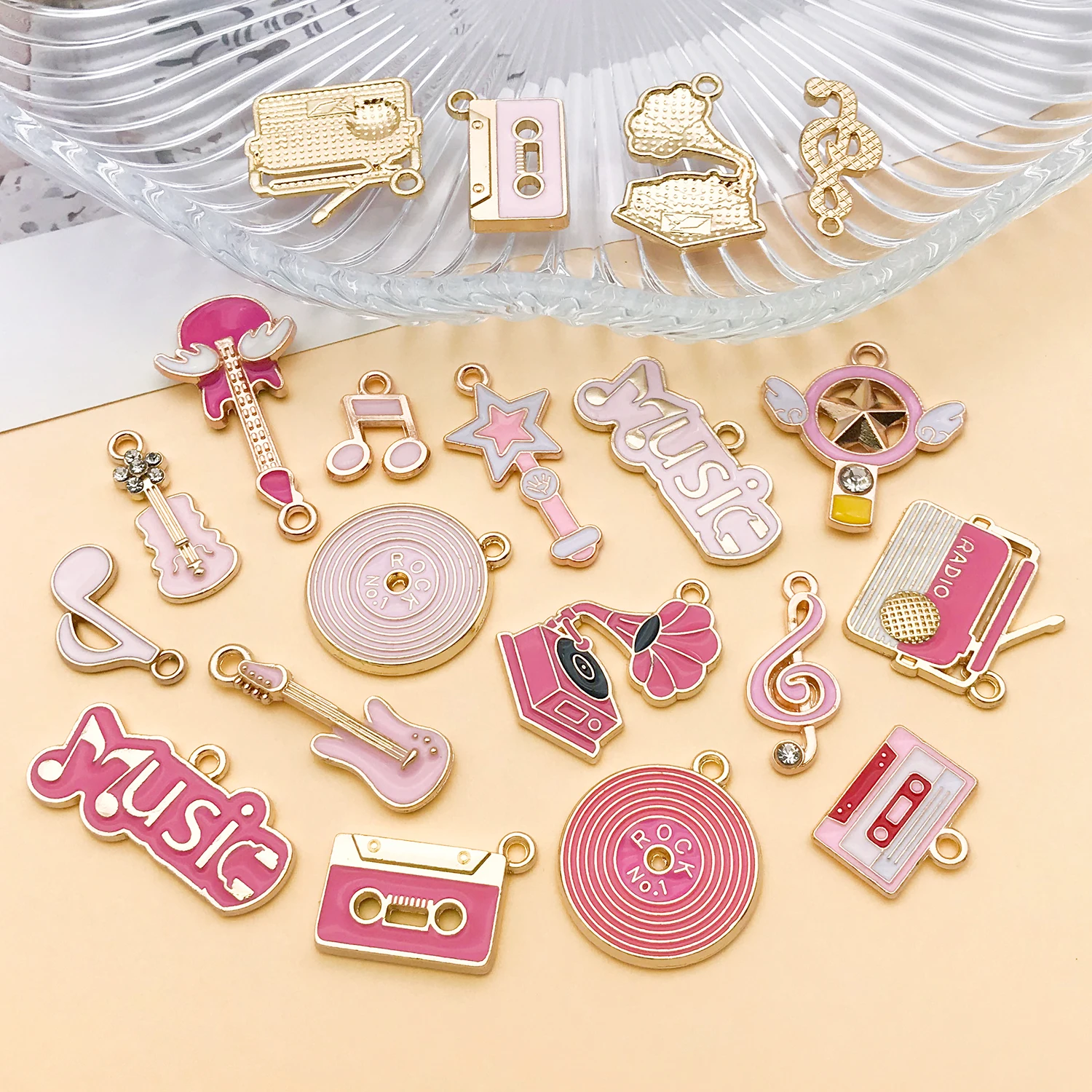 10/20pcs Alloy Drip Oil Music Series Charms Pendants, DIY Jewelry Making Earrings Necklace Keychain Accessories Supplies image 2
