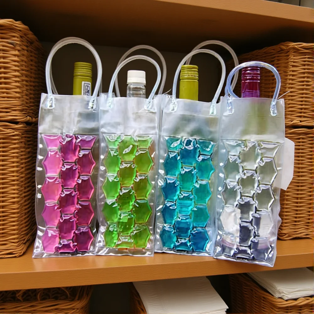 1PC Eis Wein Tasche Champagner Bier Kühler Wein Glas Halter Whisky Können Trinken Kühler Gel Kühlung Chiller bar Zubehör 25x10x10cm