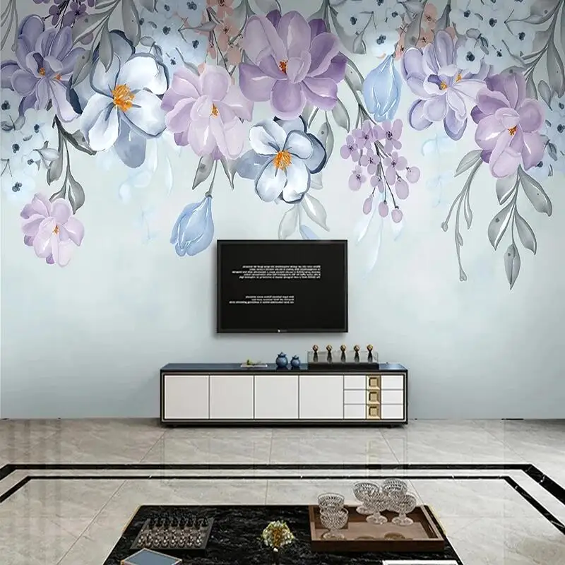 Custom 3D Any Size Mural Wallpaper Nordic Flower Wall Painting Living Room TV Sofa Bedroom Background Papel De Parede Home Decor