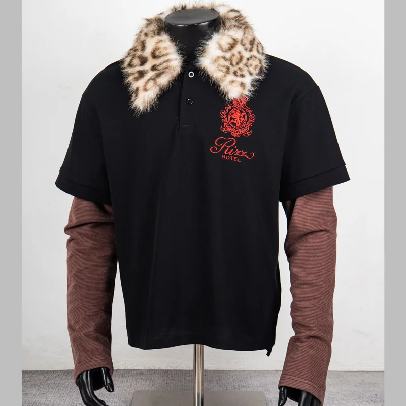 

26SS New High Street Trend Brand Protocol Long Sleeved Fur Collar Trend Double Toned T-Shirt Stock