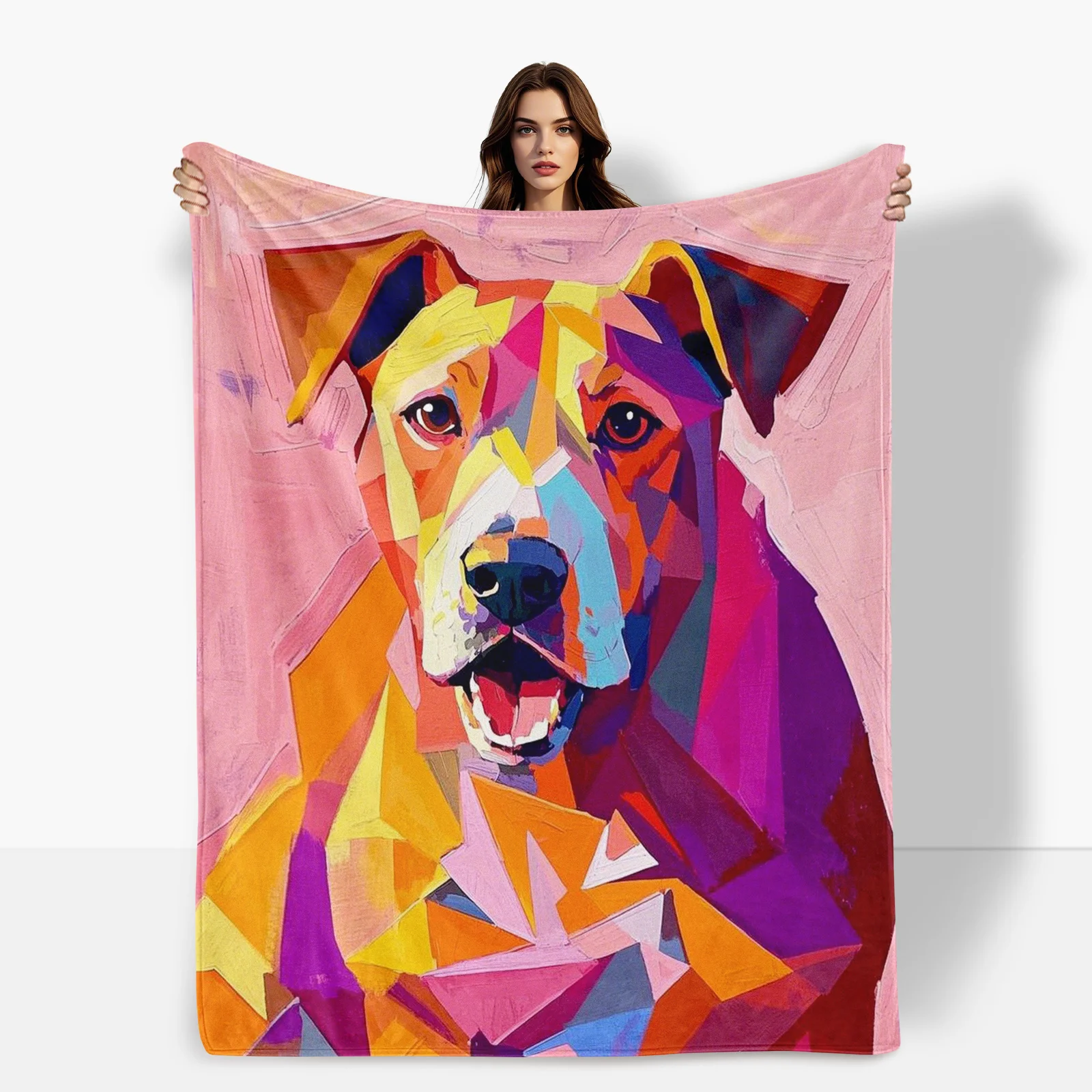 Colorful Geometric Dog Gifts For Besties Unique Blanket Shows Creative Side With Colorful Dog Designs