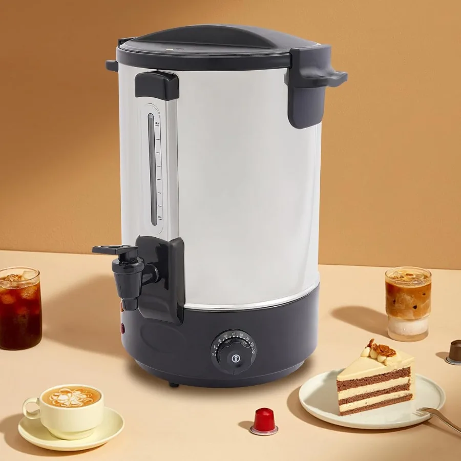 상업용 전기 온수 디스펜서, 커피와 차를 위한 90컵 용량, 정밀한 온도 조절 기능이 있는 스테인리스 스틸 음료 용기