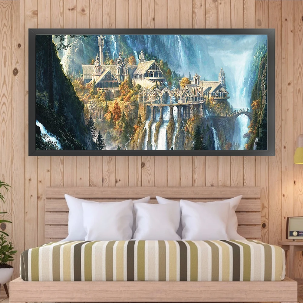 

Набор для вышивки крестом с принтом замка 80x40 см, сделай сам, 18CT, нить, художественный декор для рукоделия