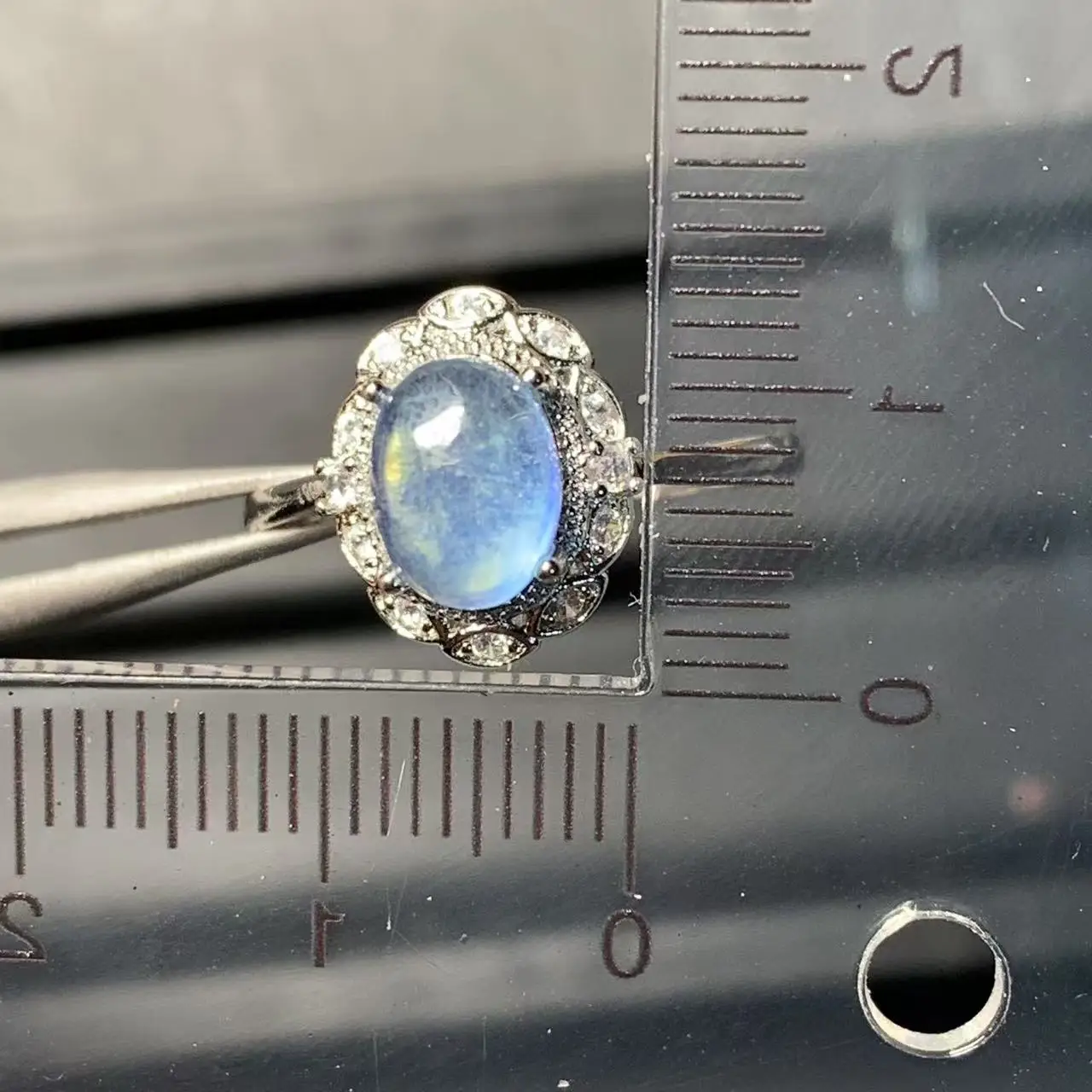 MM Natural Aquamarine Ring  Adjustable Female  Jewelry for Women Gift Wholesale High Quality Vintage Fine view 2