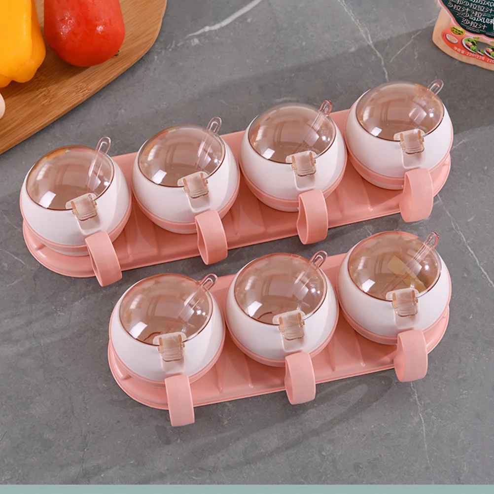 

1 set Seasoning Box Pp Material Flip Lid With Scoop Salt Sugar Spice Storage Kitchen Organizer Plastic Seasoning Container