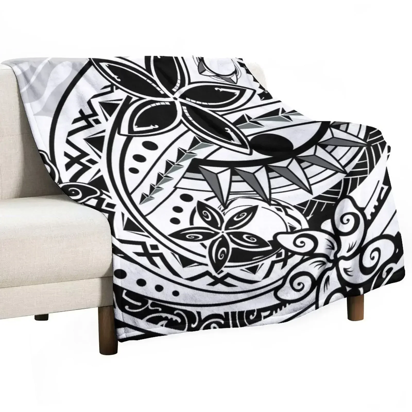 

Polynesian Tribal Threads Throw Blanket Cozy Microfiber Throw Blanket for Home Bedroom