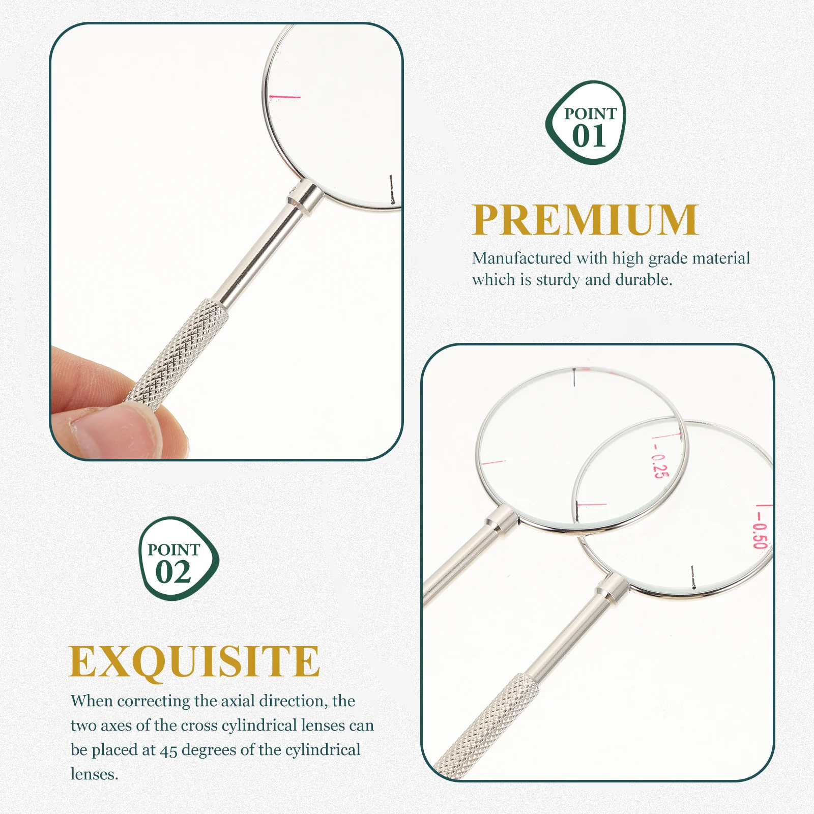 

2pcs 70Mm Copper Glass Cross Cylinder Lens For Optometry Astigmatism Testing Tool Optical Instruments Kit Teaching Equipment