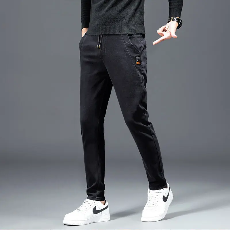 جينز رجالي على الموضة ملابس الشارع الشهير 2025 بقصة ضيقة ومريحة للربيع والخريف بنطلون جينز غير رسمي للرجال مقاس كبير مغسول كلاسيكي #2