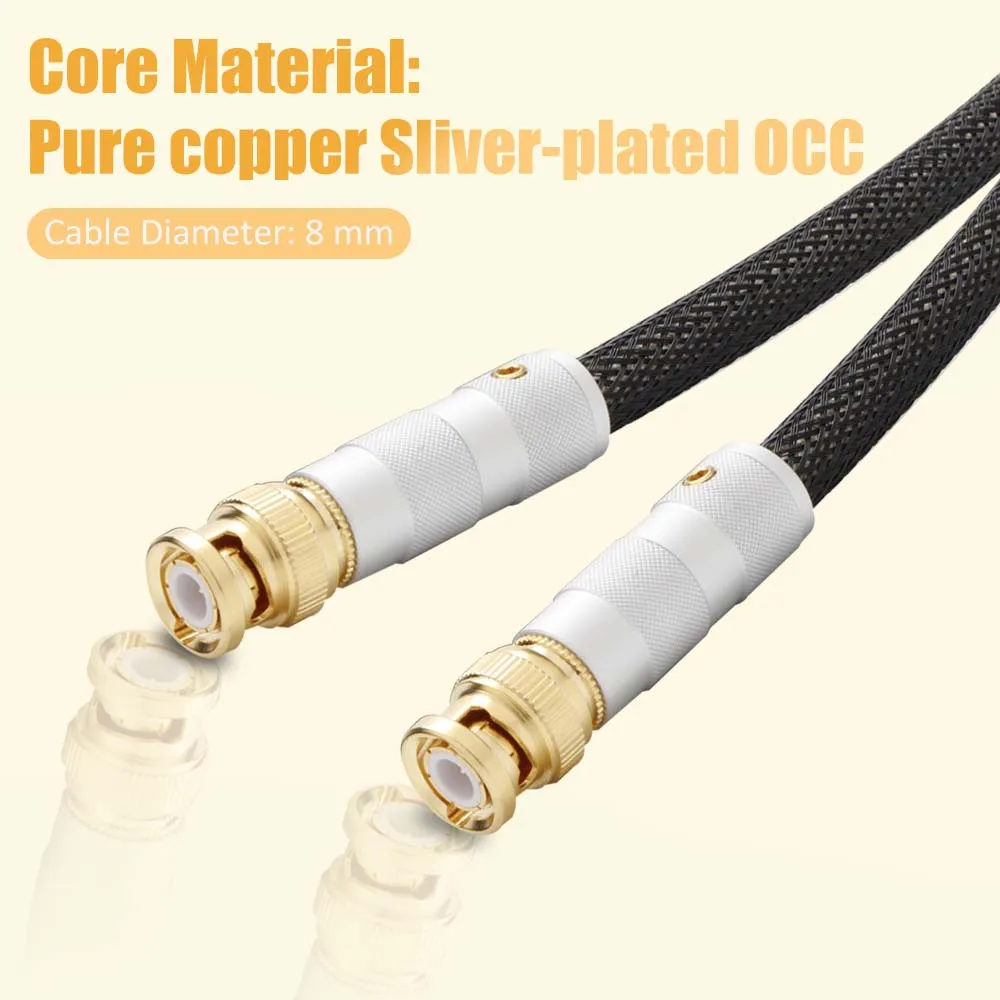 ﻿ Premium Silver-Plated 75 Ohm Digital Hi-Fi Audio BNC Cable - 8mm High Fidelity Digital Cable - Brand New & Top Quality\