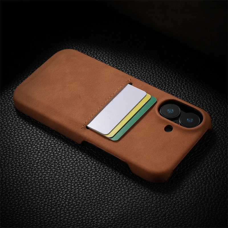 Luxury Business PU Leather Texture Matte Case For iPhone 16 15 14 Plus 13 12 Pro Max Fashion Wallet Credit Card Slot Back Cover