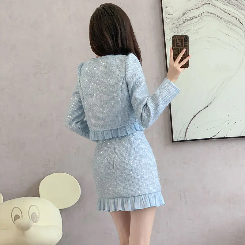 French Chic Influencer Outfit Spring 2024 New Fashion Elegant Petite Chic Style Two-Piece Dress Set for Women Female Hot Sale