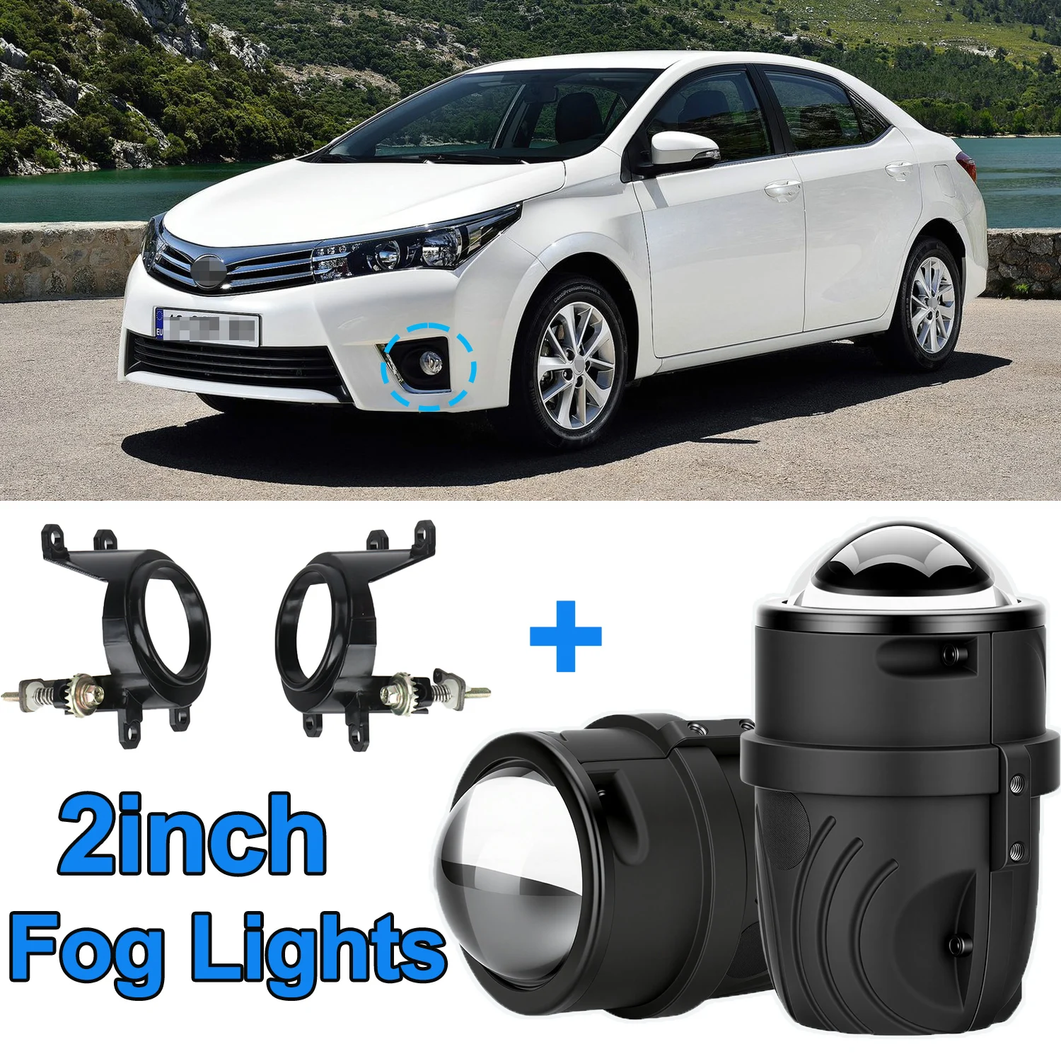 2 inch HID LED Projector Lens High+Low Beam Ultra Bright Fog Lamp Spotlight IP68 Universal Fit For Toyota Corolla Venza