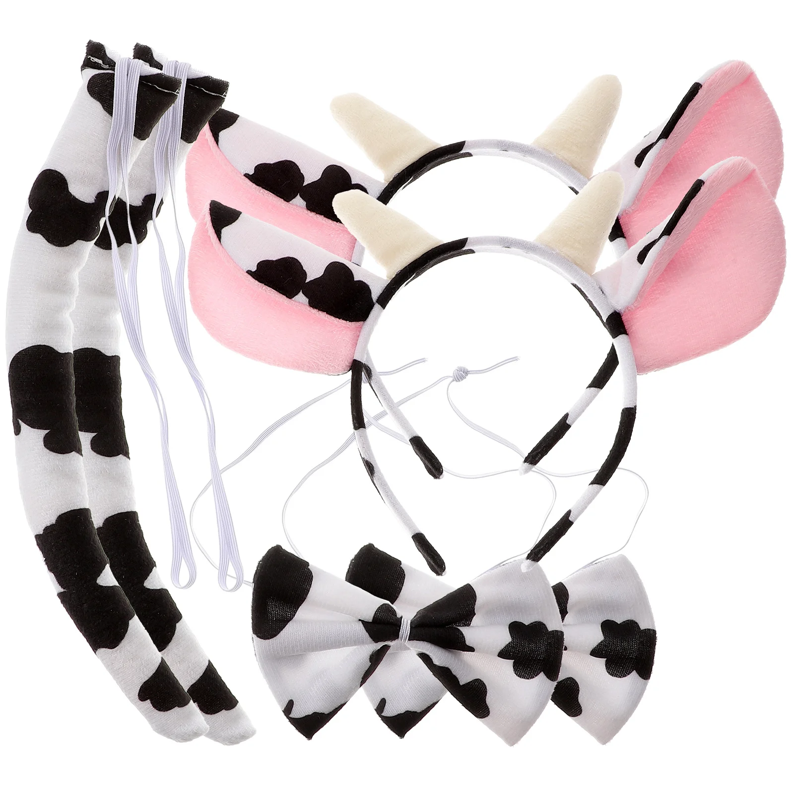 3 قطعة قرون البقرة Headbands ذيول القوس العلاقات قسط البقرة زي اكسسوارات لجميع القديسين حفلة الكرنفالات فستان بتصميم حالم