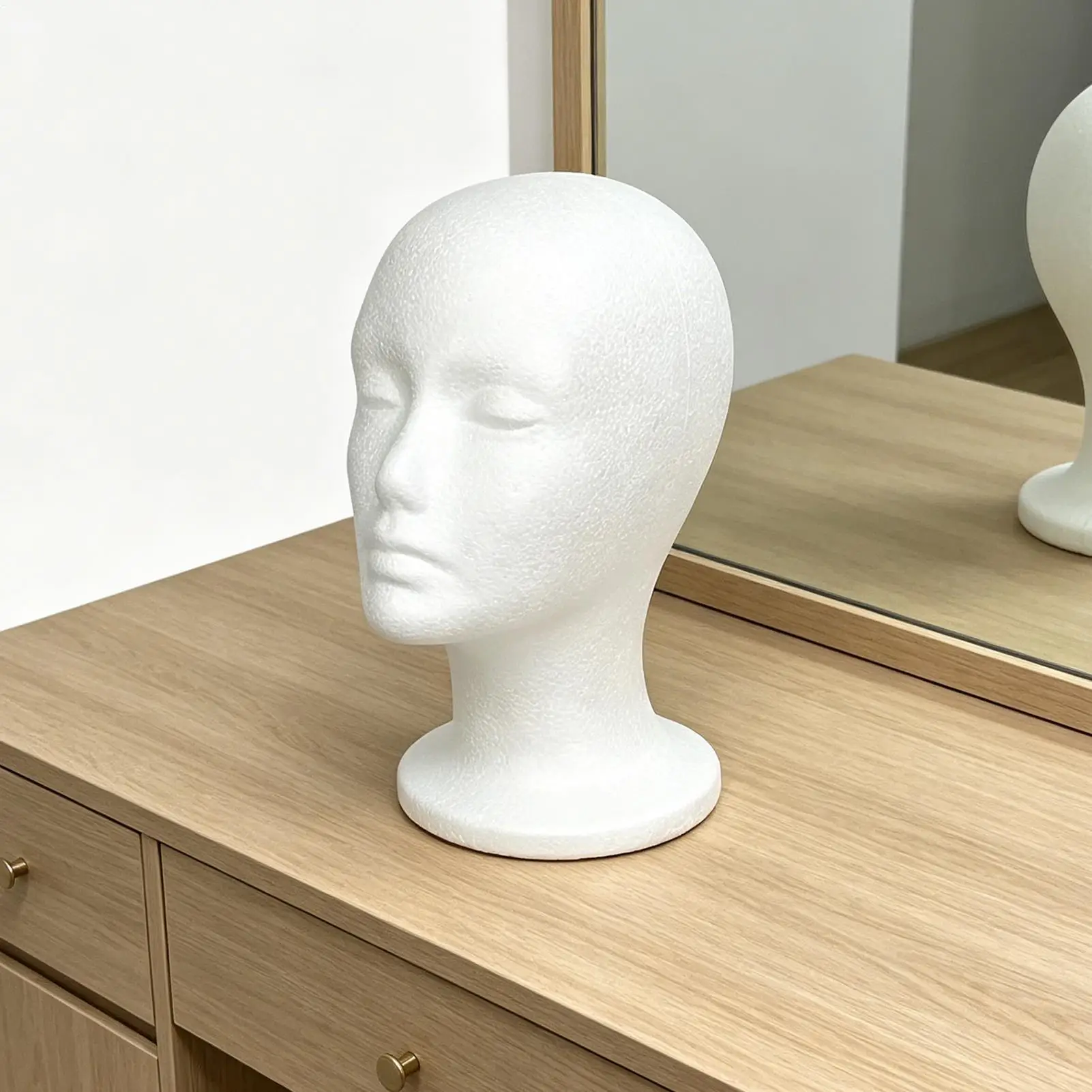 Female Styrofoam Mannequin Manikin Head Model Foam Wig Hair Lightweight Manikin Head Wig Display Stand for Scarves Jewelry Hats