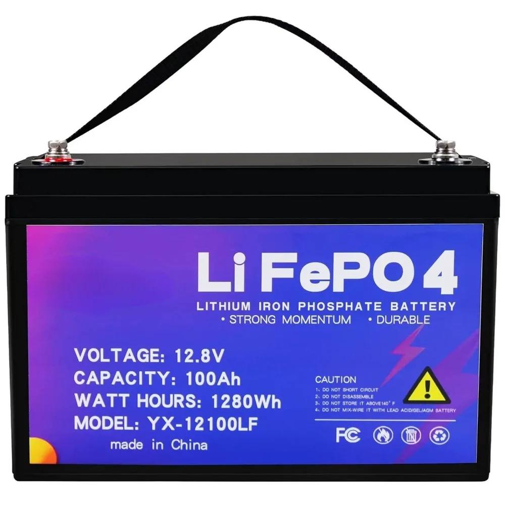 

12V 100Ah LiFePO4 Lithium Battery, Rechargeable Solar Battery, 100A BMS Board, Up to 15000 Deep Cycles, Perfect for, Customized