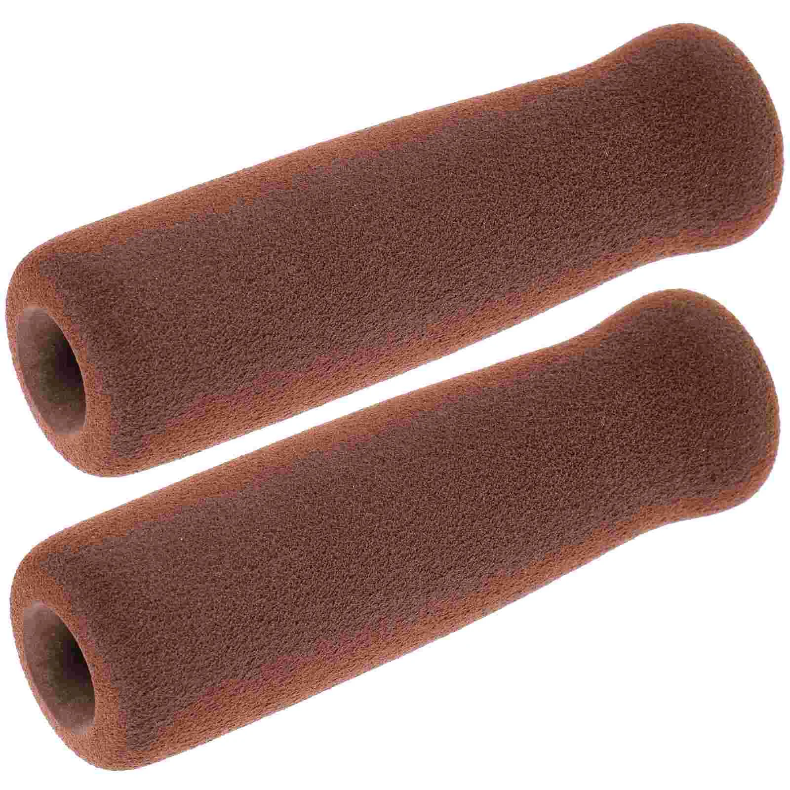 2 Pcs Walking Stick Aid Handle Cover Crutch Handles Grip Grips Brown Anti-skid Wraps Nonslip for Elder