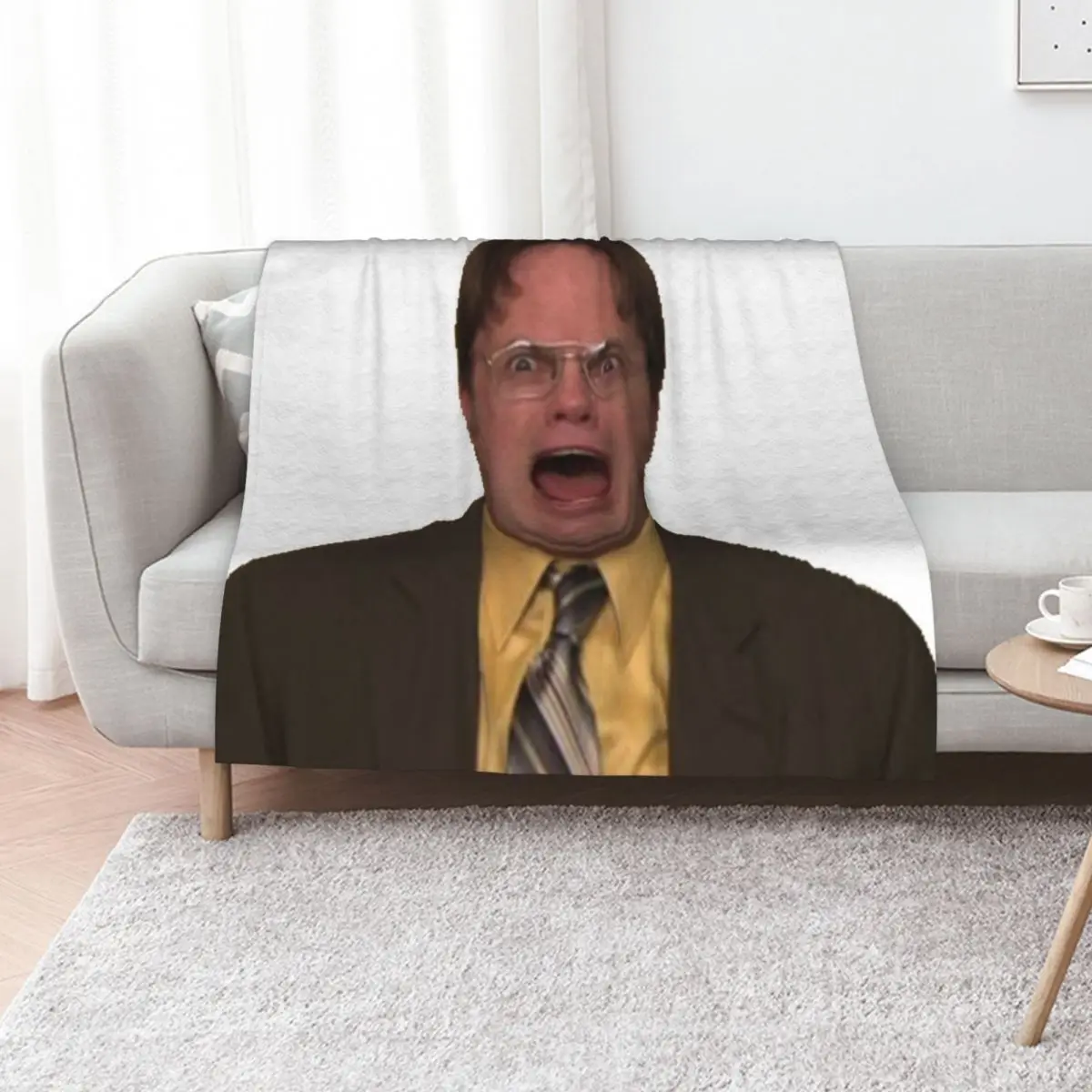

Dwight Schrute Screaming Throw Blanket christmas gifts Camping Tourist Thins Blankets