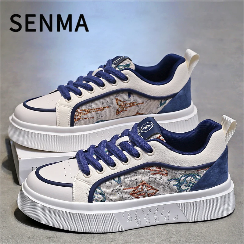 

SENMA Men's Shoes New Genuine Leather Sports Shoes Versatile Shoes For Teenagers Thick Bottom Casual Board Shoes Walking Shoes