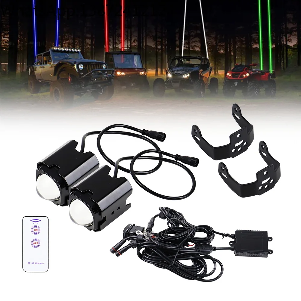 

RGBW LED Whip Lights Spot Beam Pod Lights 60W IP68 for Polaris RZR Can-Am Maverick X3 Kawasaki